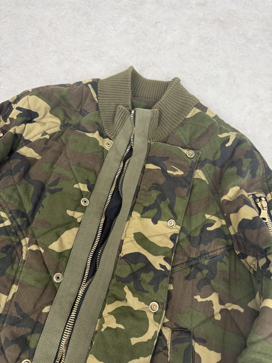 FW2017 Balmain Camo Military Green Bomber Jacket - Image 10