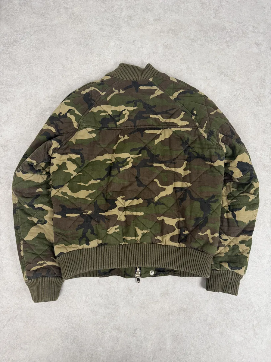 FW2017 Balmain Camo Military Green Bomber Jacket - Image 2