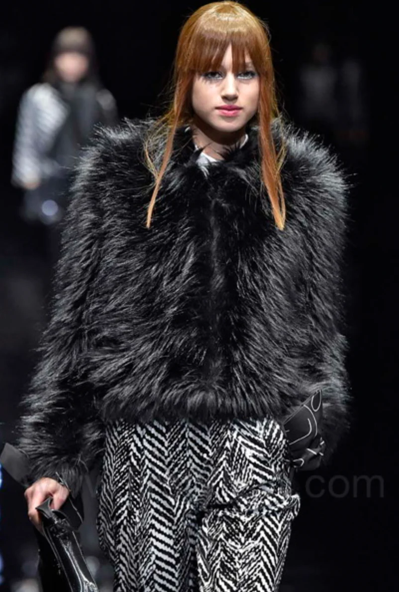 FW2017 Emporio Armani Faux Fur Black Cozy Jacket - Image 2