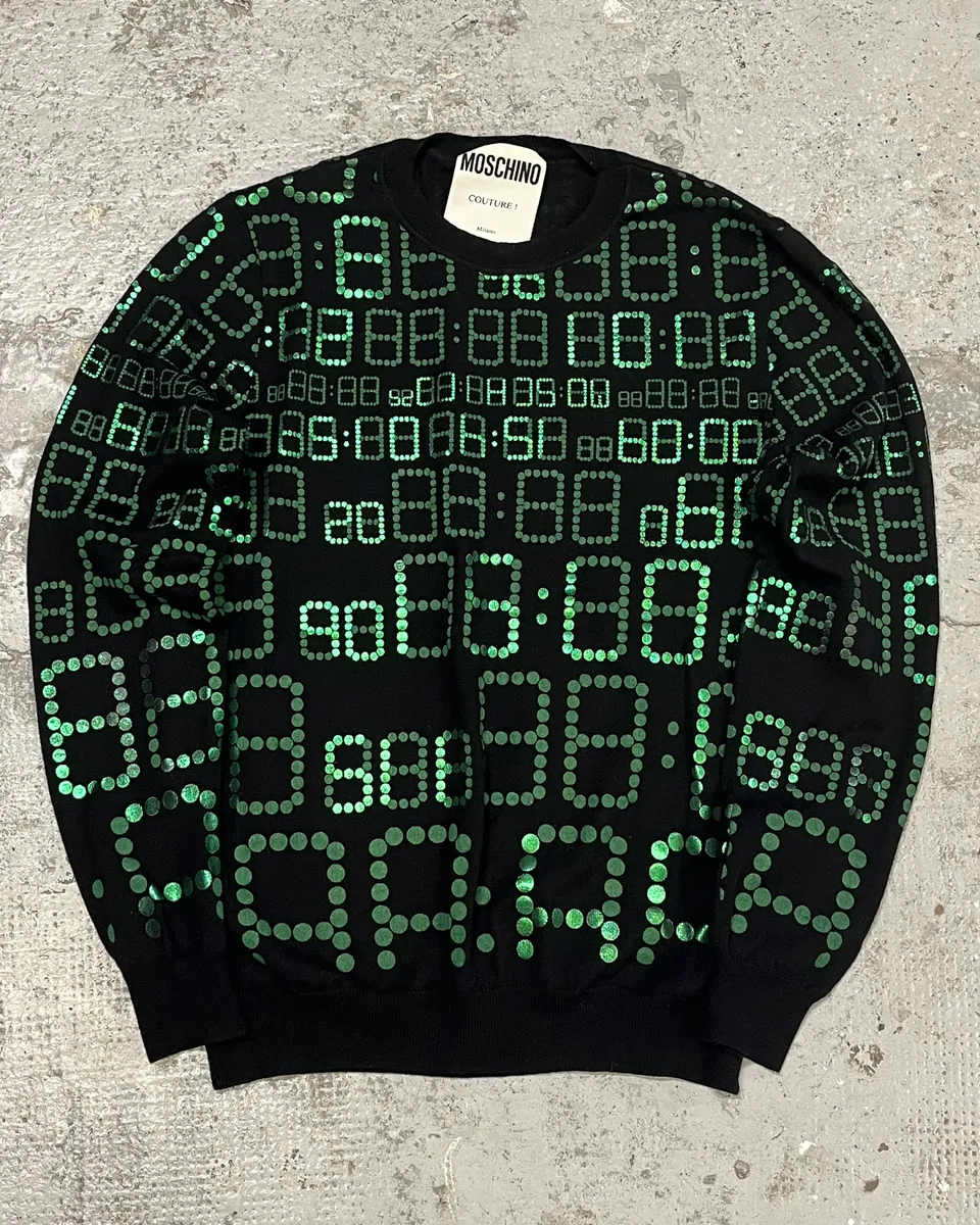 FW2017 Moschino Black & Green Alarm Number Sweater