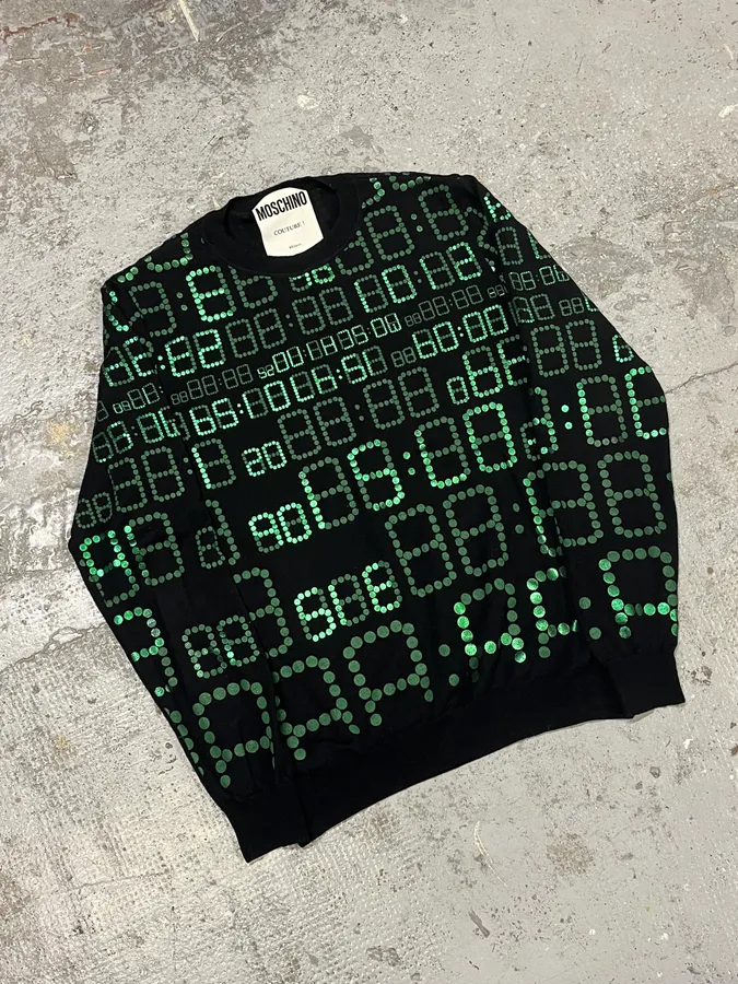 FW2017 Moschino Black & Green Alarm Number Sweater - Image 5