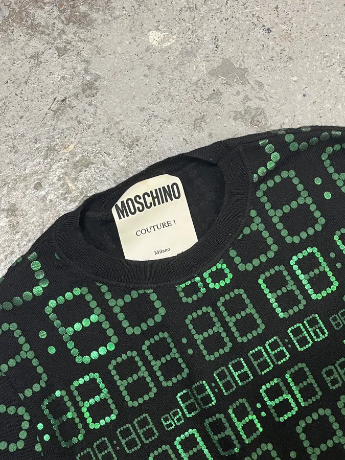 FW2017 Moschino Black & Green Alarm Number Sweater - Image 6