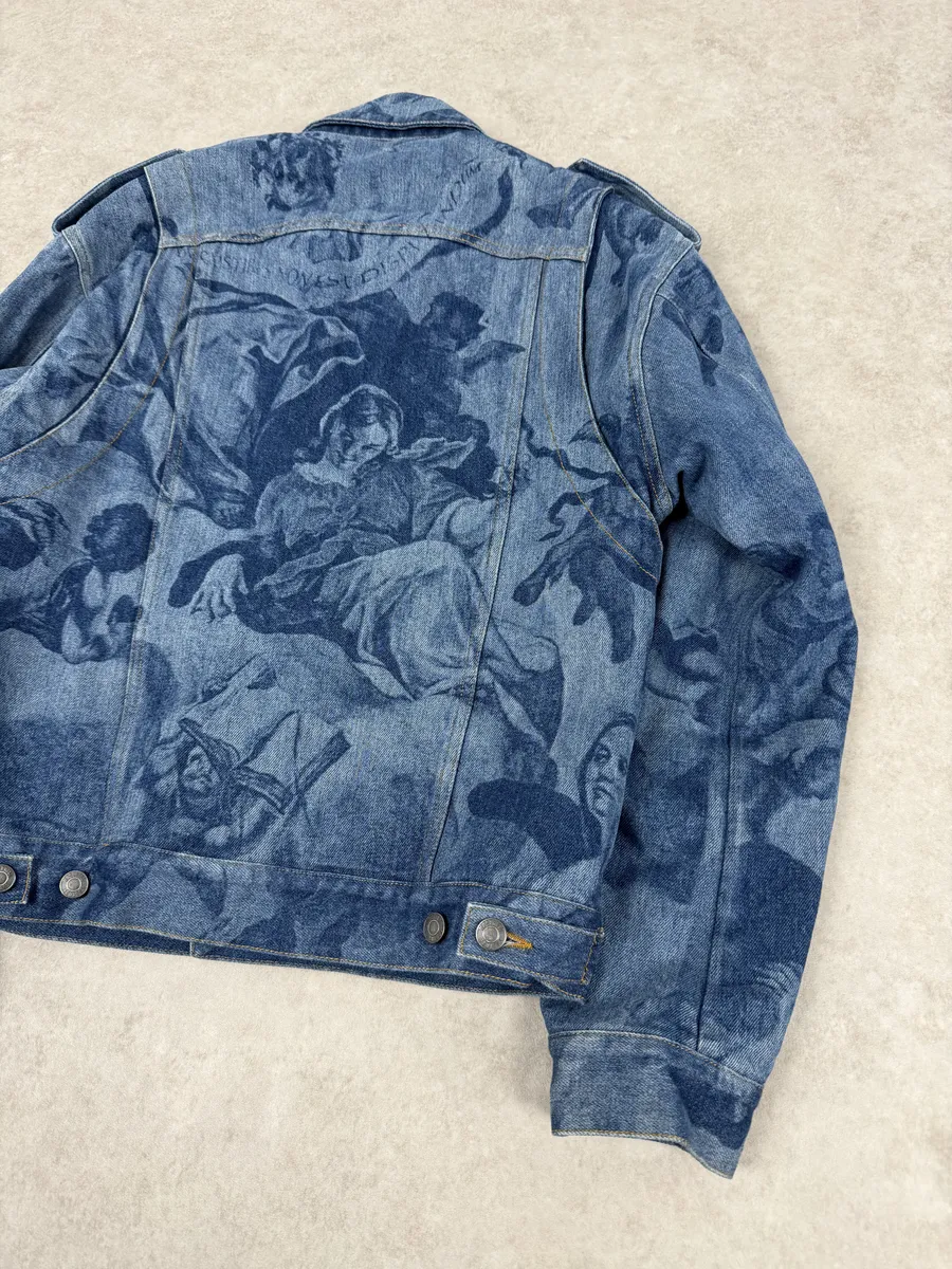 FW2017 Moschino Tattooed Horse Print Blue Denim Jacket - Image 7