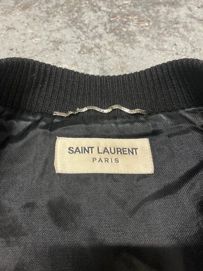 FW2017 Saint Laurent Red & Black Heaven Leather Teddy Bomber Jacket - Image 8