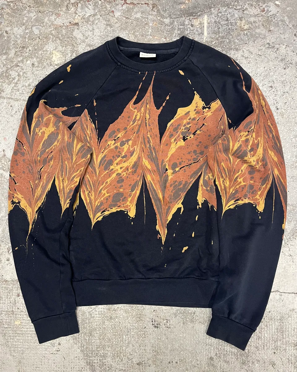 FW2018 Dries Van Noten Splash Navy Crewneck Sweater
