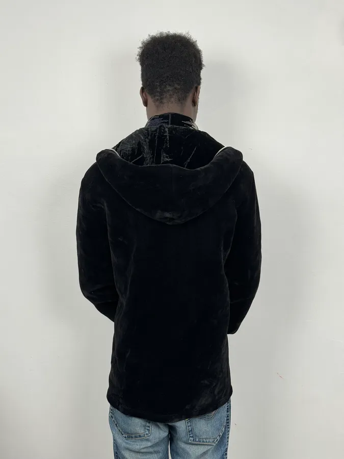 FW2018 Emporio Armani Layered Black Floral Hooded Jacket - Image 6