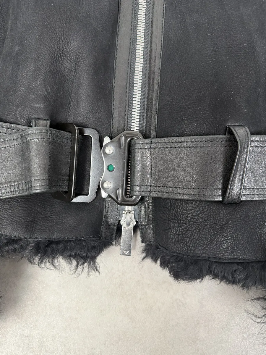 FW2018 Emporio Armani Plushed Leather Black Belted Jacket - Image 8