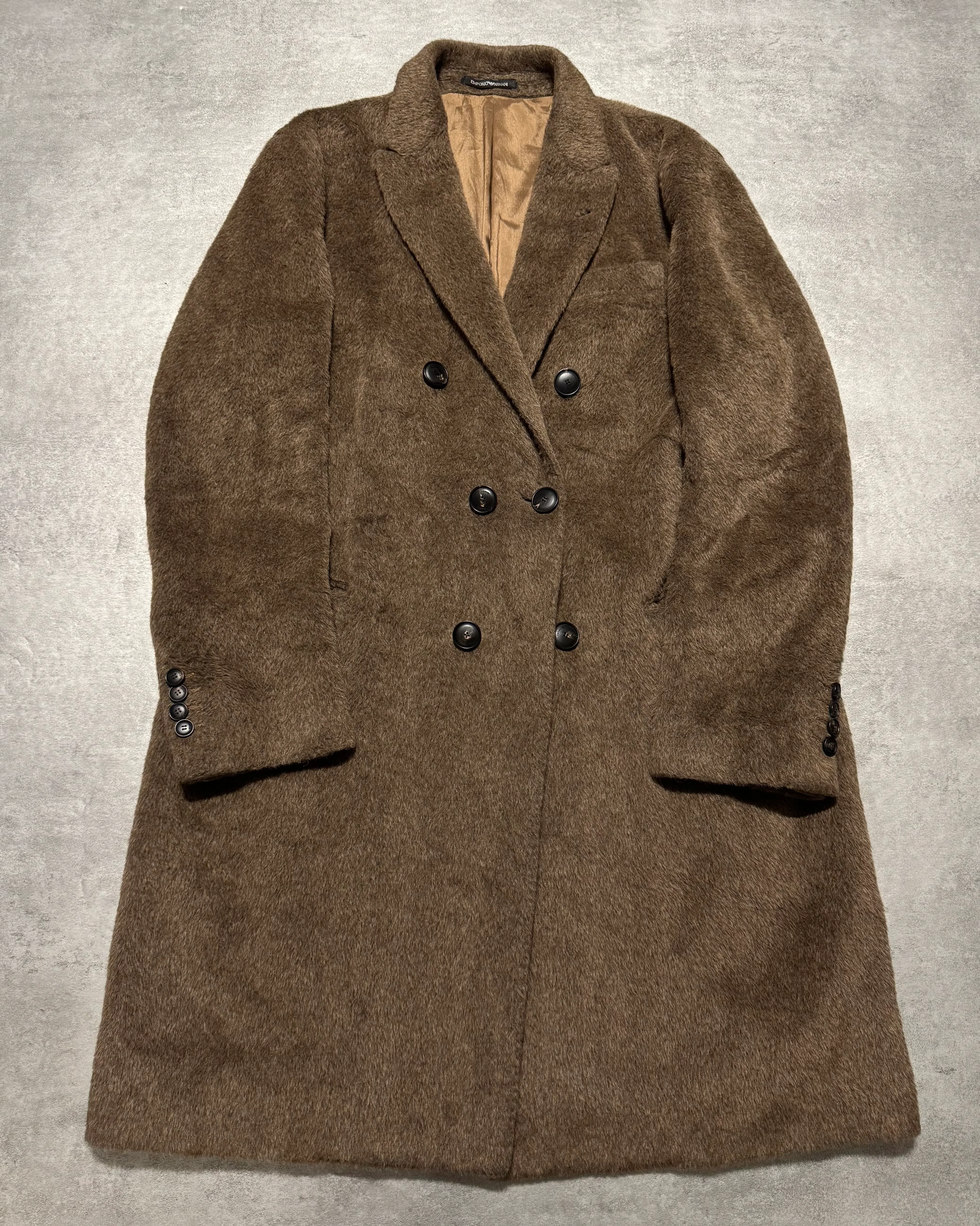 FW2018 Emporio Armani Sartorial Faux Fur Brown Trench Coat
