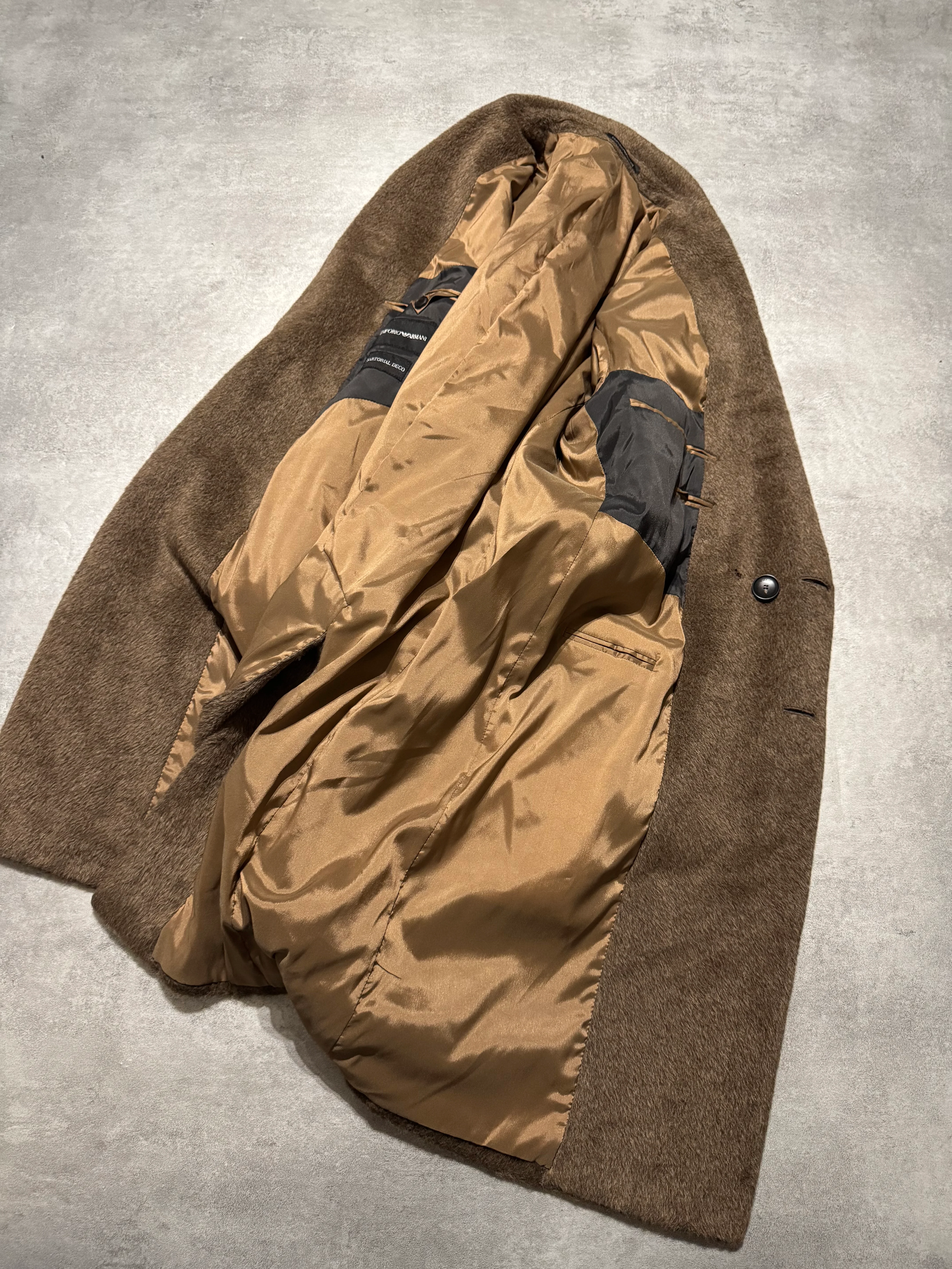 FW2018 Emporio Armani Sartorial Faux Fur Brown Trench Coat - Image 6