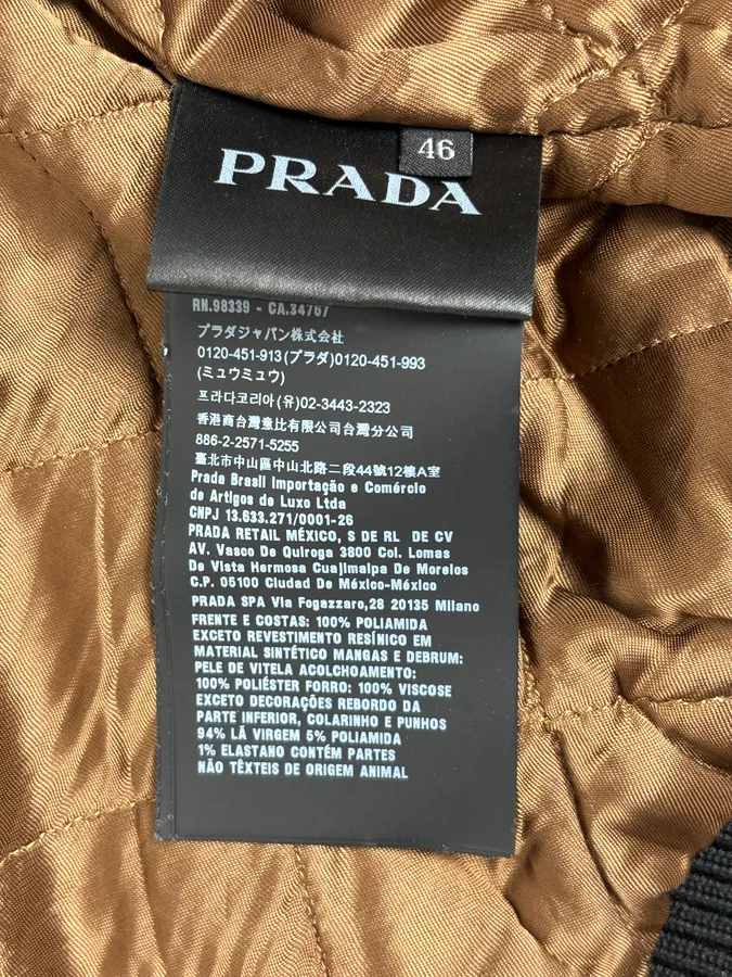 FW2018 Prada Black Leather Varsity Bomber Jacket - Image 11