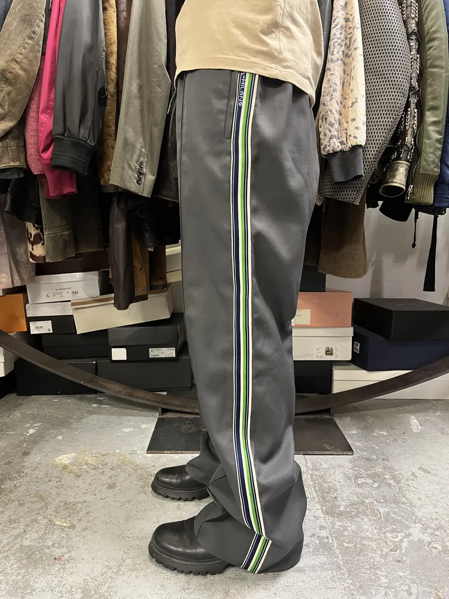FW2018 Prada Grey & Green Lined Trousers Pants