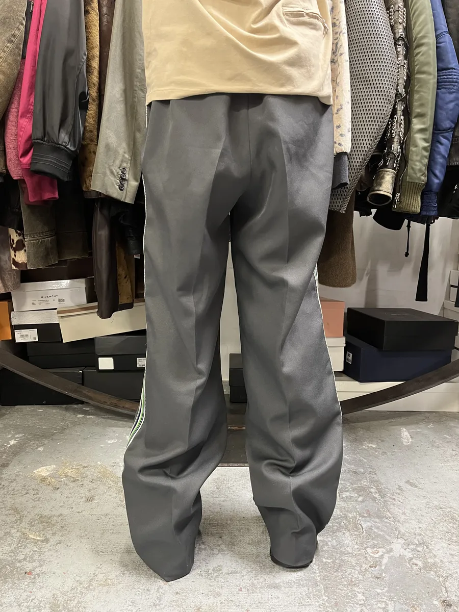 FW2018 Prada Grey & Green Lined Trousers Pants - Image 4