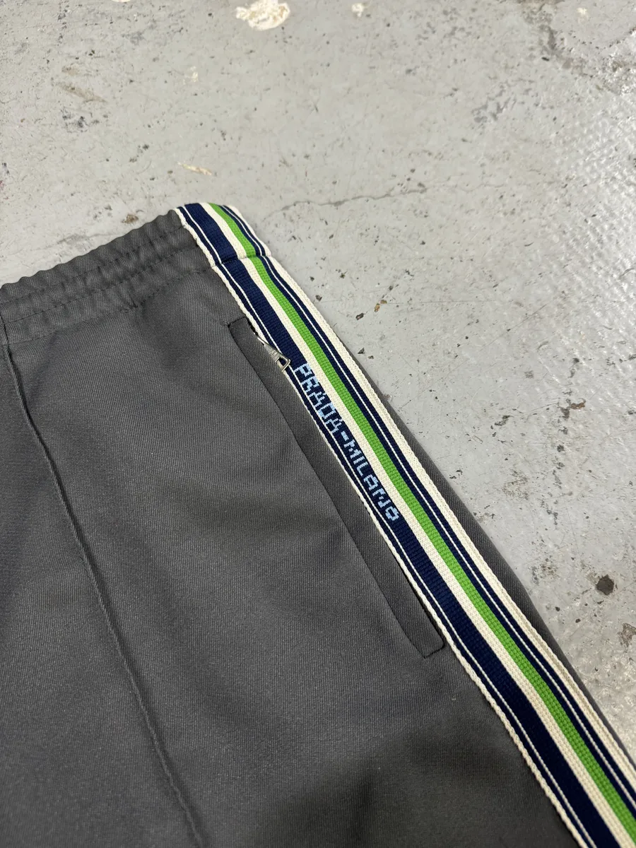 FW2018 Prada Grey & Green Lined Trousers Pants - Image 6