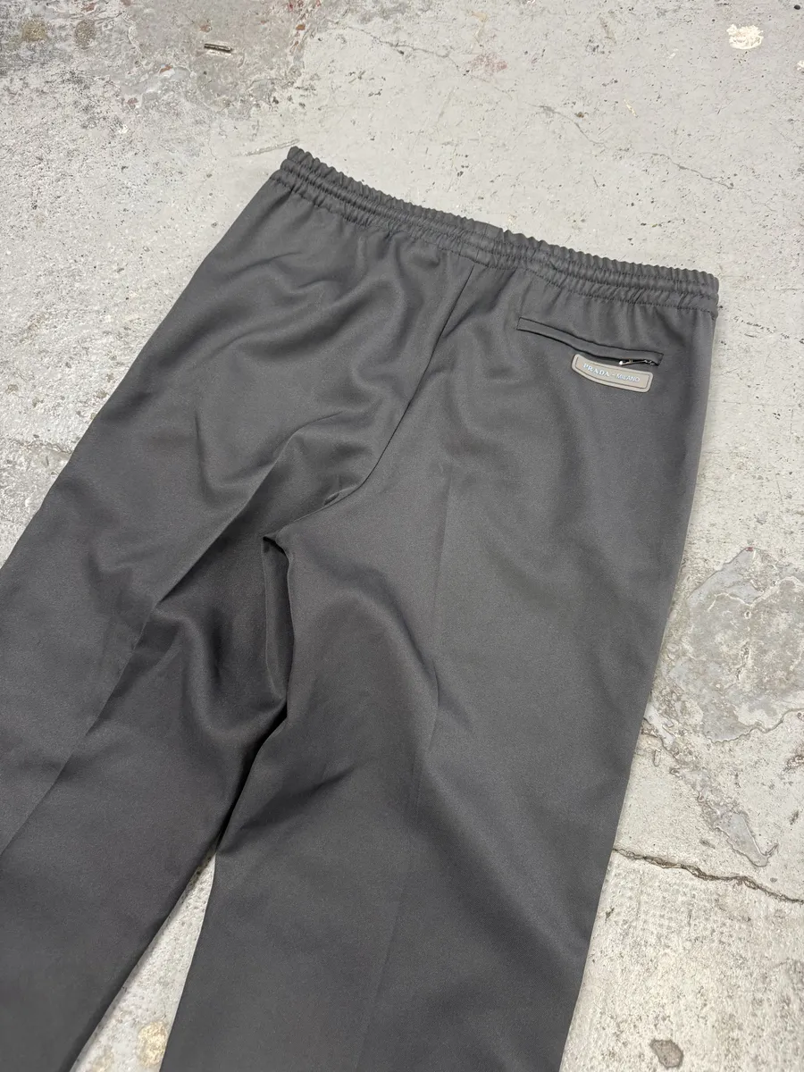FW2018 Prada Grey & Green Lined Trousers Pants - Image 8