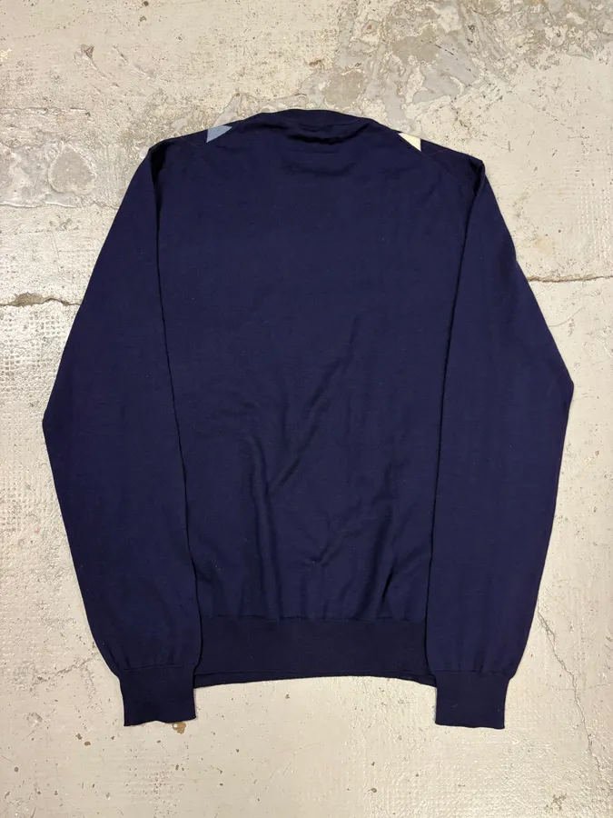 FW2018 Prada Navy Argyle Wool Sweater - Image 6