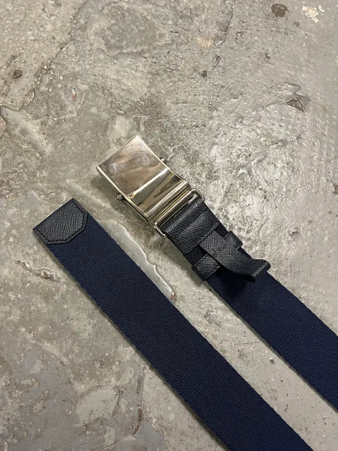 FW2018 Prada Navy Minimalist Belt - Image 6