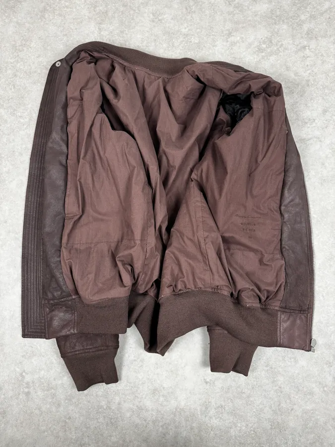 FW2018 Rick Owens Sisyphus Brown Lamb Leather Raisin Bomber Jacket - Image 7