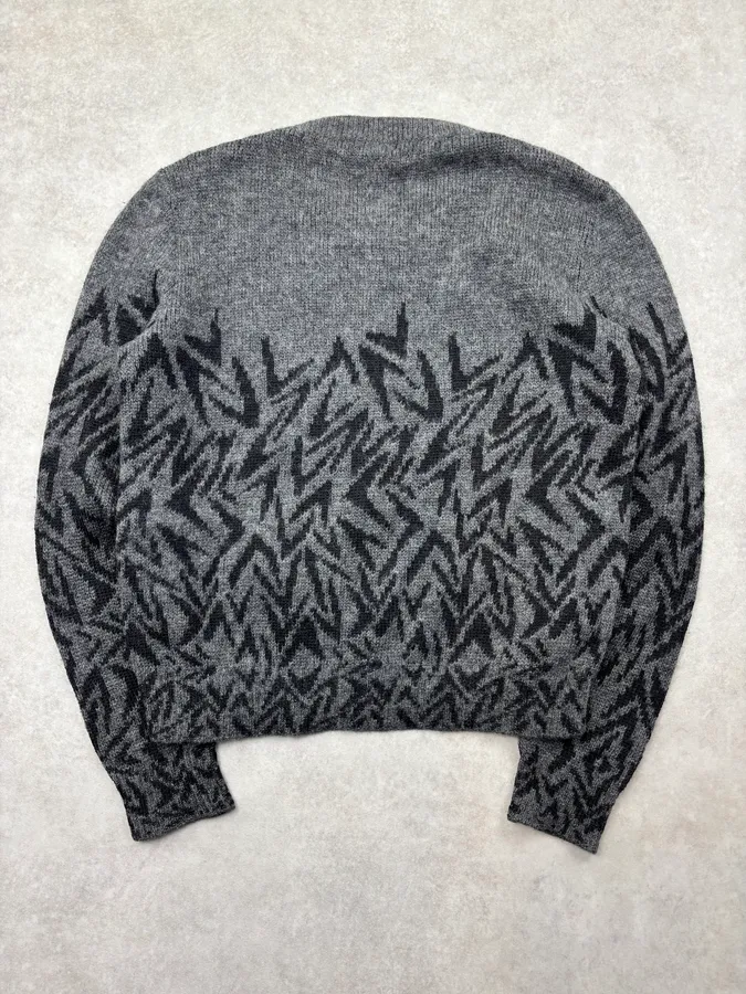 FW2018 Saint Laurent Black Wool Leaf Pattern Sweater - Image 5