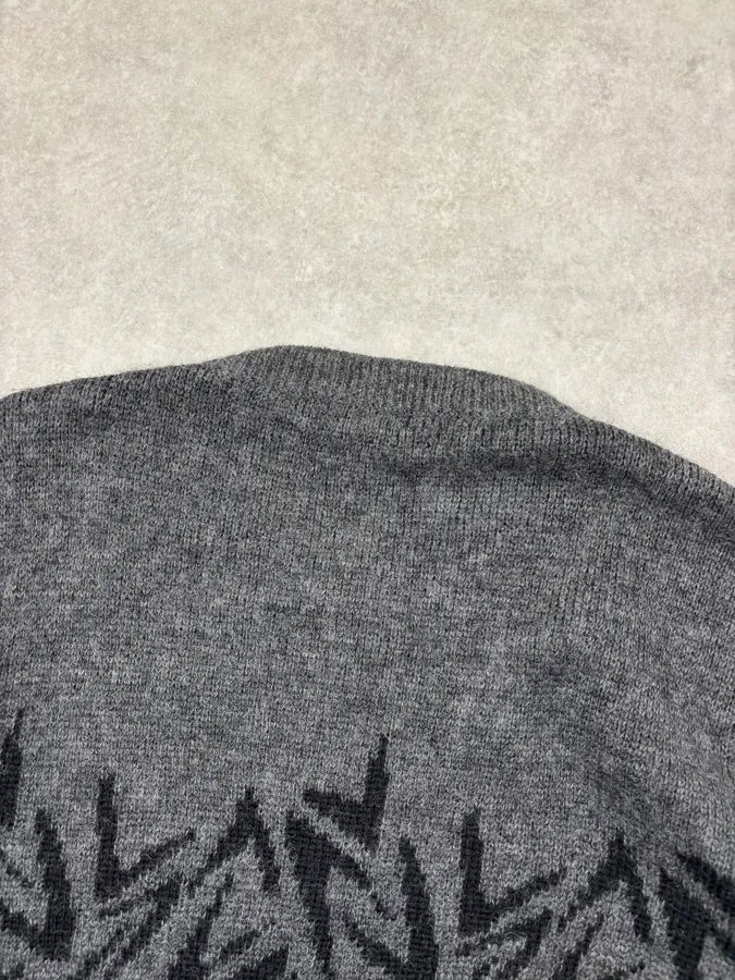 FW2018 Saint Laurent Black Wool Leaf Pattern Sweater - Image 6