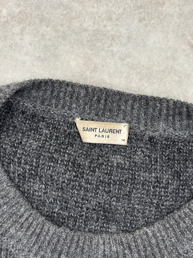 FW2018 Saint Laurent Black Wool Leaf Pattern Sweater - Image 8
