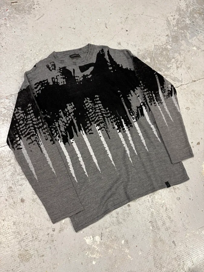 FW2014 Emporio Armani Abstract Skyscrapers Grey Sweater - Image 4
