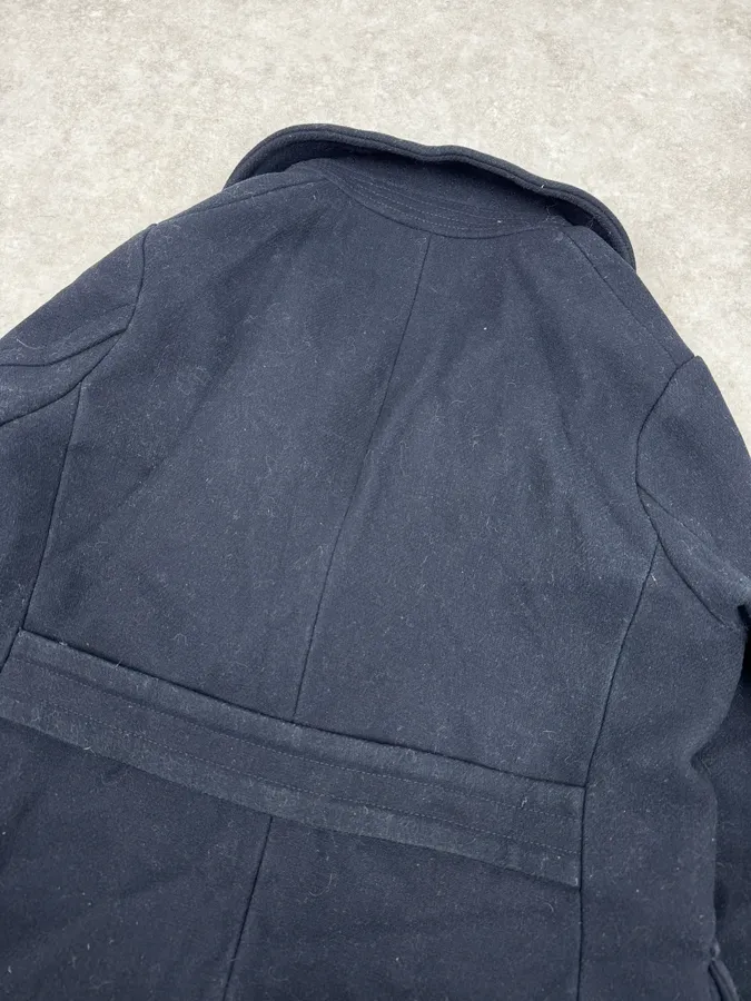 FW2019 Emporio Armani Navy Wool Layers Long Jacket - Image 8