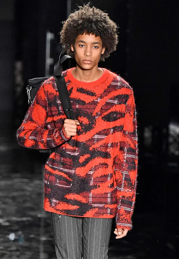 FW2019 Neil Barrett Red Avant-Garde Mohair Sweater - Image 2