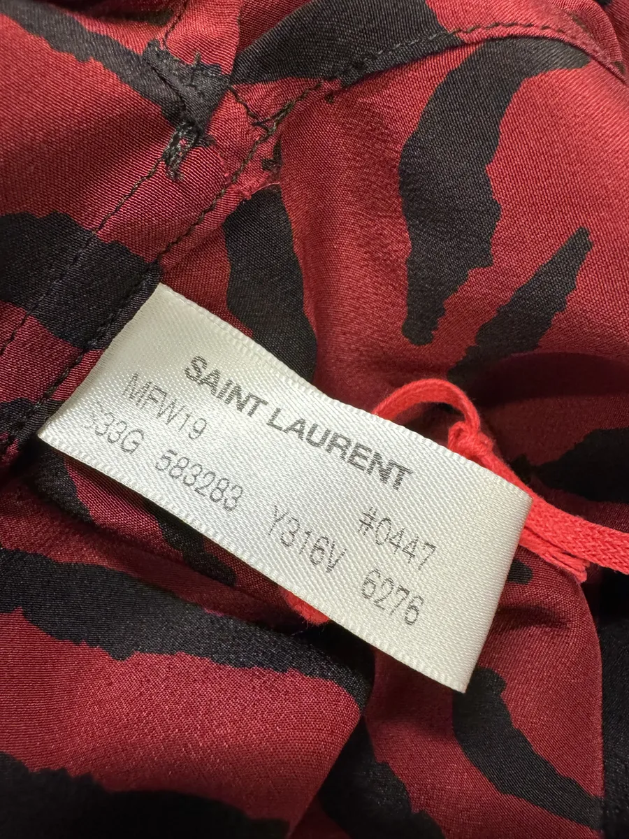 FW2019 Saint Laurent Zebra Red & Black Silk Shirt - Image 5