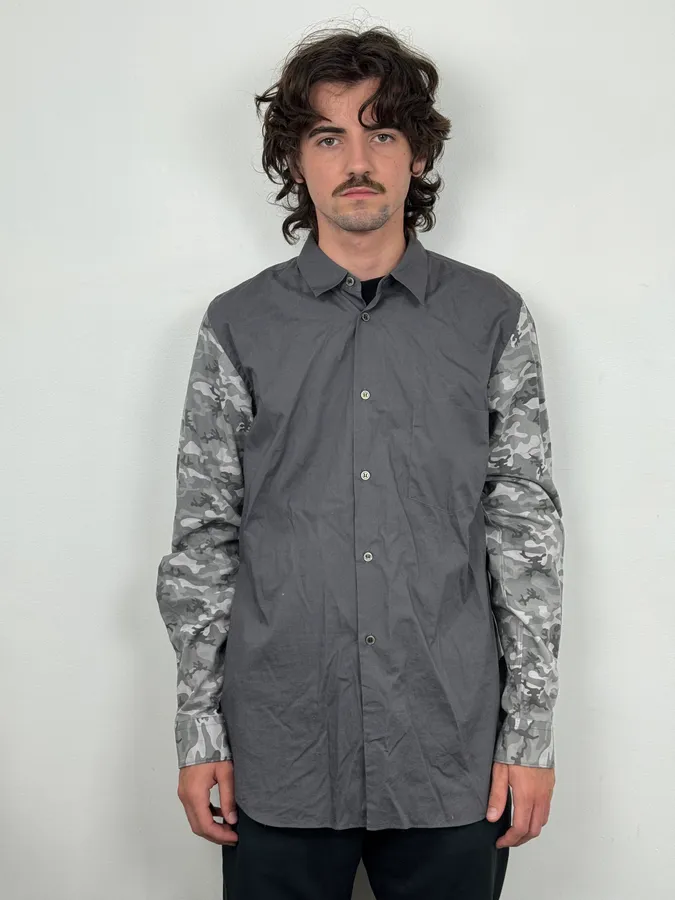 FW2020 Comme des Garçons Black Grey Camo Shirt - Image 2