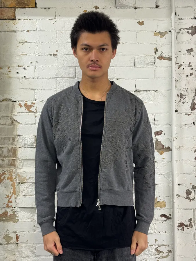 FW2020 Dries Van Noten Floral Grey Zip-up Sweater - Image 2