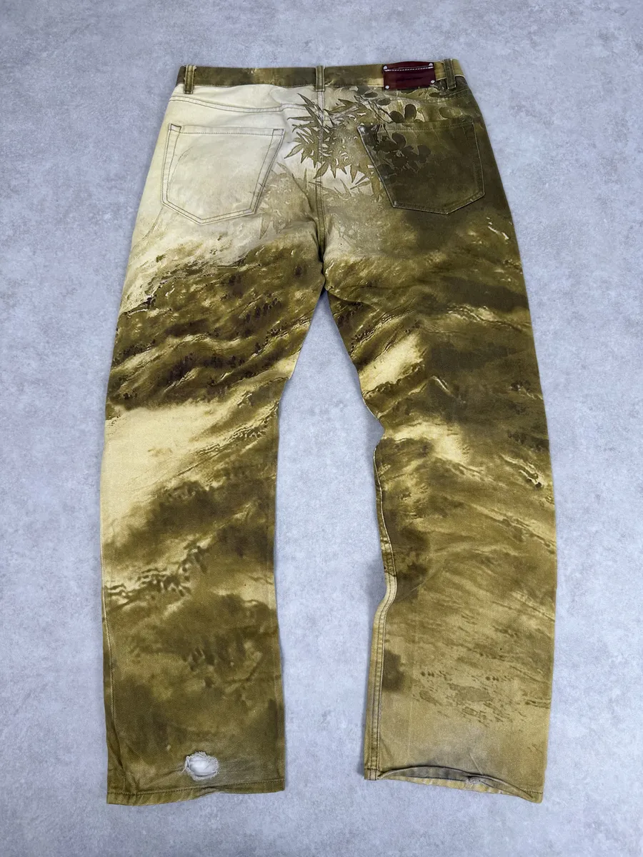 FW2020 Dries Van Noten Tiger Yellow Gold Pants - Image 3