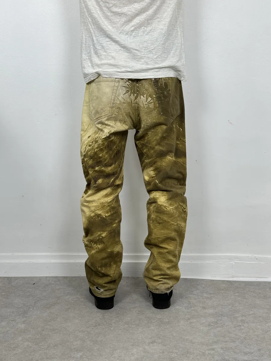 FW2020 Dries Van Noten Tiger Yellow Gold Pants - Image 5