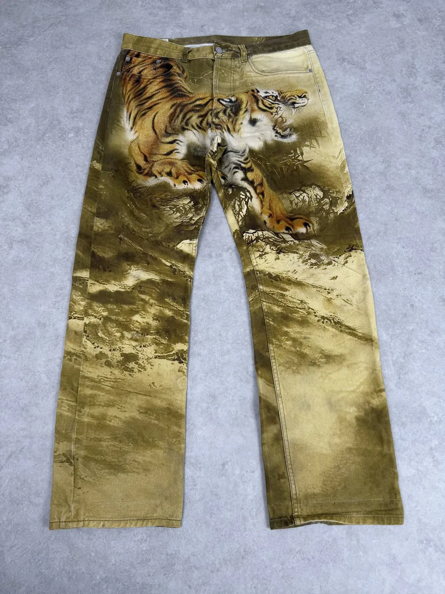 FW2020 Dries Van Noten Tiger Yellow Gold Pants - Image 8