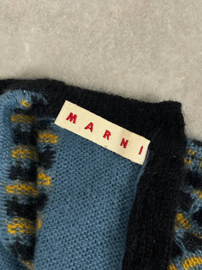 FW2020 Marni Blue Cardigan Wool Distressed - Image 10