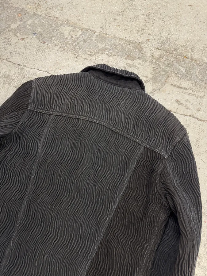 FW2021 Givenchy Organic Pleats Black Trucker Jacket - Image 5