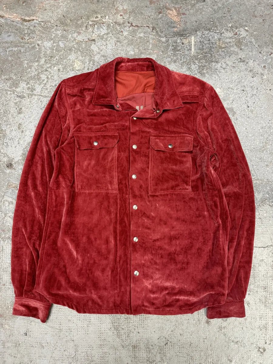FW2021 Rick Owens Red Velvet Shirt