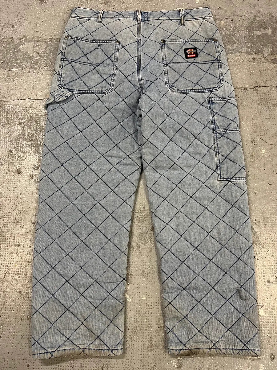 FW2021 Supreme Dickies Blue Denim Double Knee Quilted Jeans - Image 12