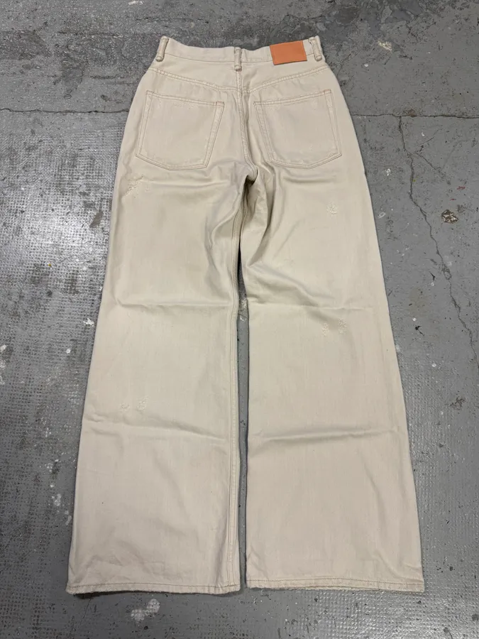 FW2022 Acne Studios White Destroyed Baggy White Denim Jeans - Image 3