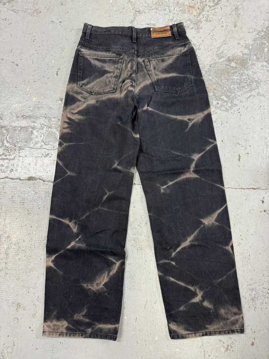 FW2022 Dries Van Noten Black & Beige Acid Large Pants - Image 6