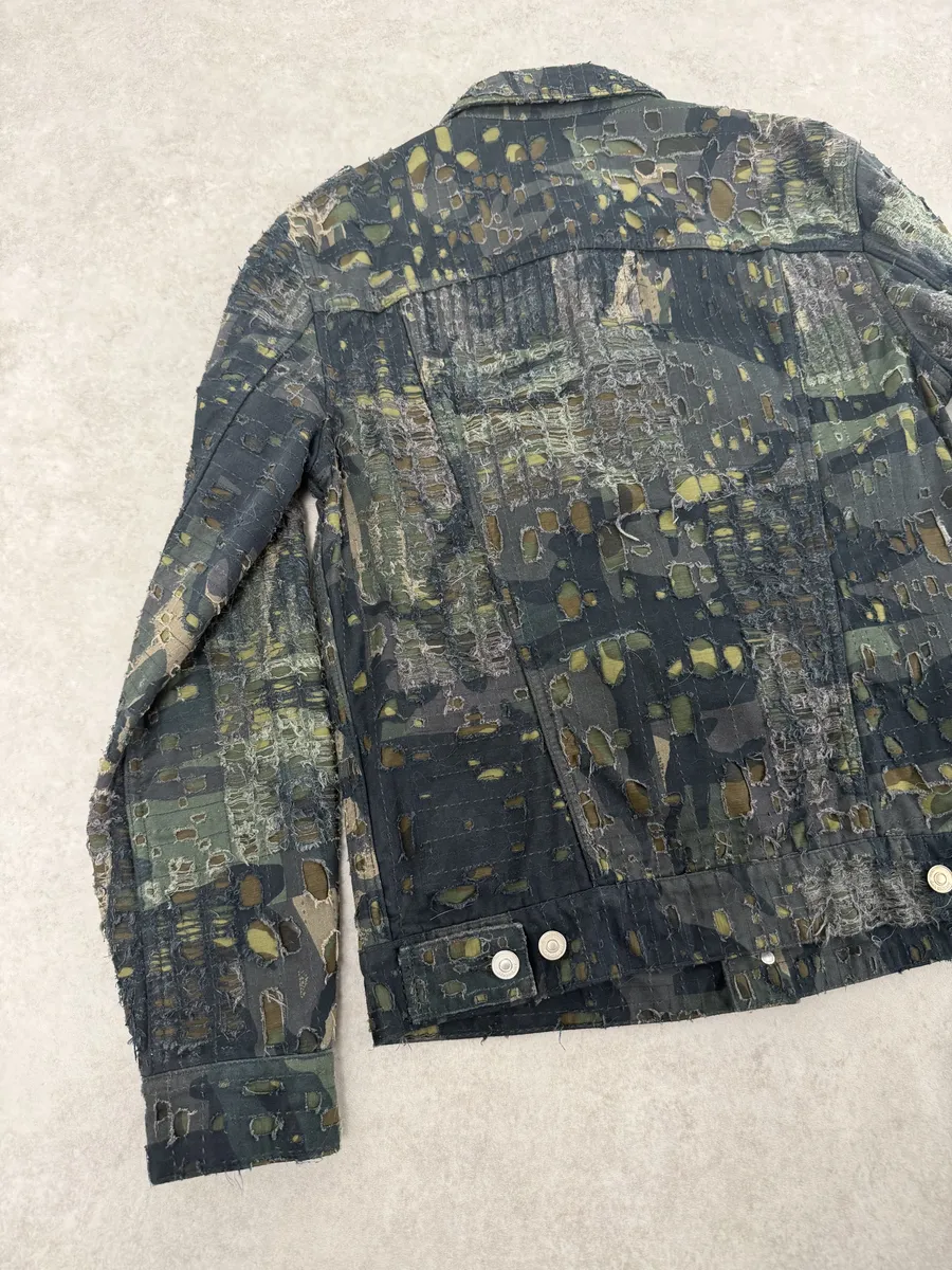 FW2022 Givenchy Boro Camo Distressed Trucker Jacket by Matthew Williams - Image 13