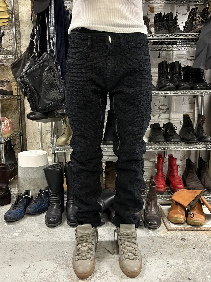 FW2022 Givenchy Slim Denim Black Front Zips Boro Pants - Image 2