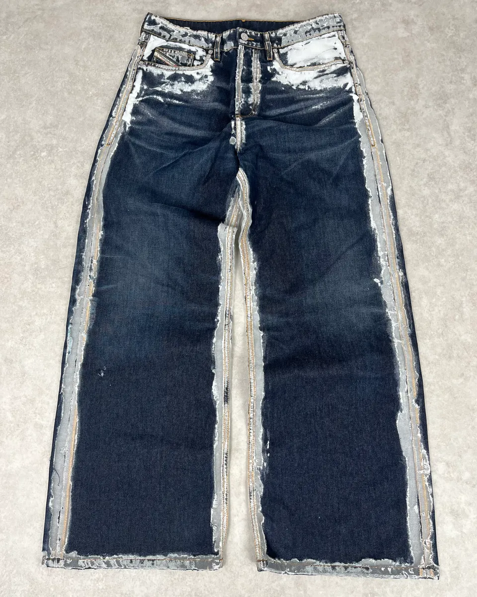 FW2023 Diesel Navy Trompe L’oeil Painted Large Denim Jeans