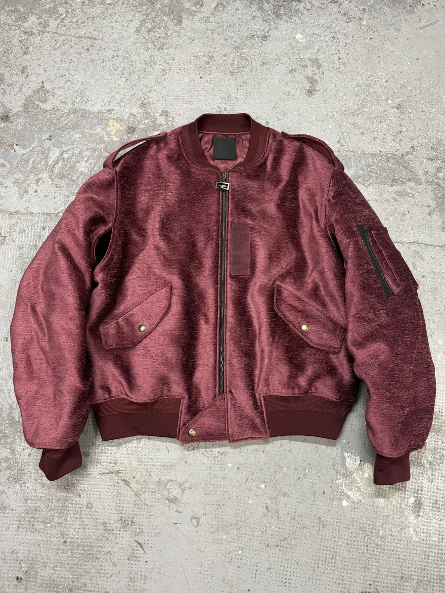 FW2024 Givenchy Bordeaux Velvet Bomber Jacket - Image 12