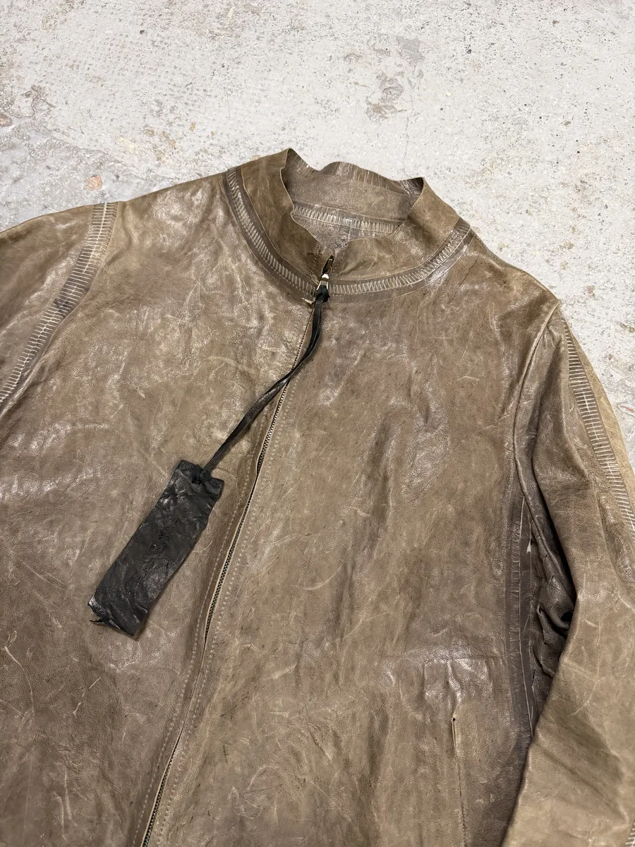 FW2025 Isaac Sellam Anatomique Crasse Pouille Grey Leather Jacket - Image 5