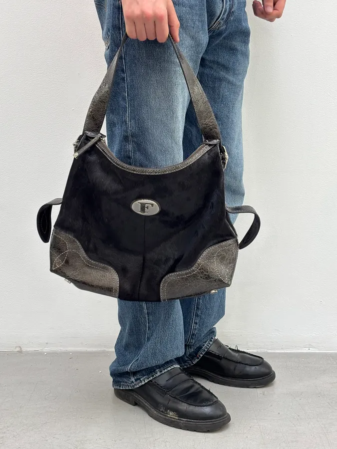 Gianfranco Ferré Black Pony Hair Shoulder Bag - Image 3