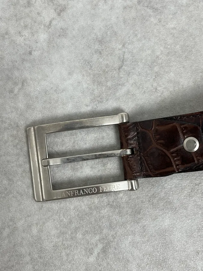 Gianfranco Ferré Brown Crocodile Effect Leather Belt - Image 7