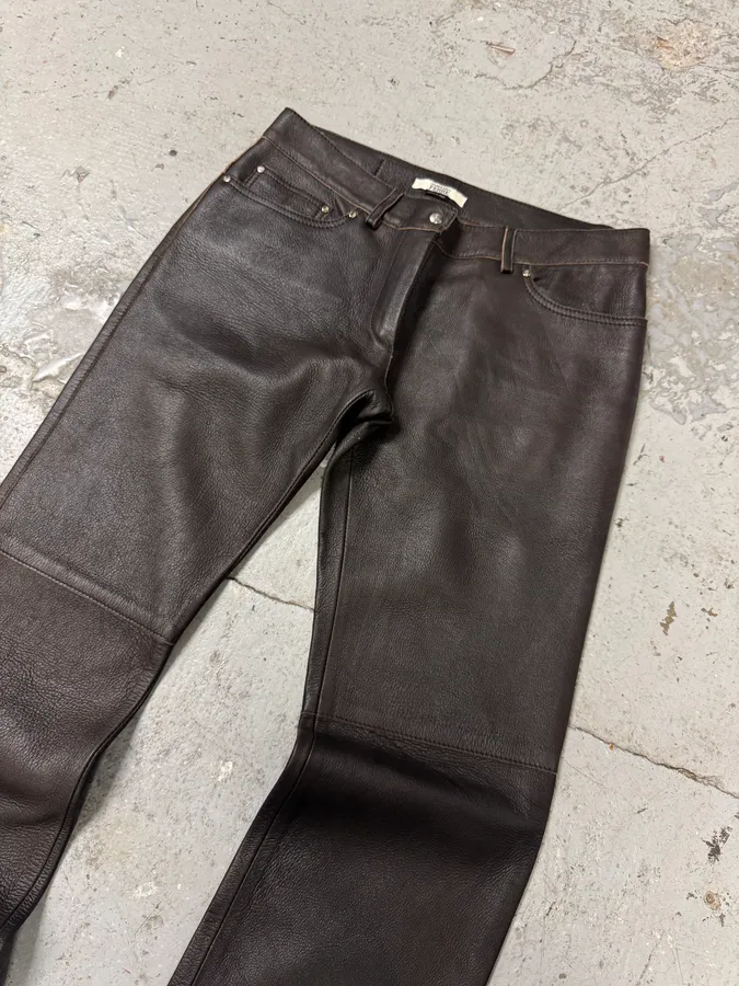 Gianfranco Ferre Brown Leather Pants - Image 3