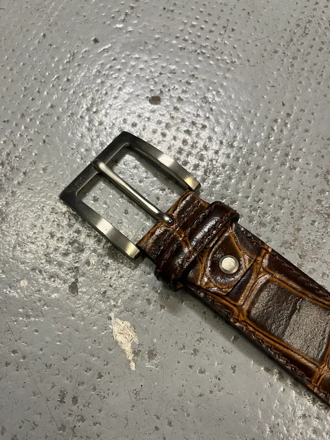 Gianfranco Ferre Crocodile Effect Brown Leather Belt - Image 6