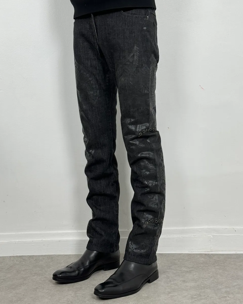 Gianfranco Ferré Dark Printed Denim Jeans - Image 3