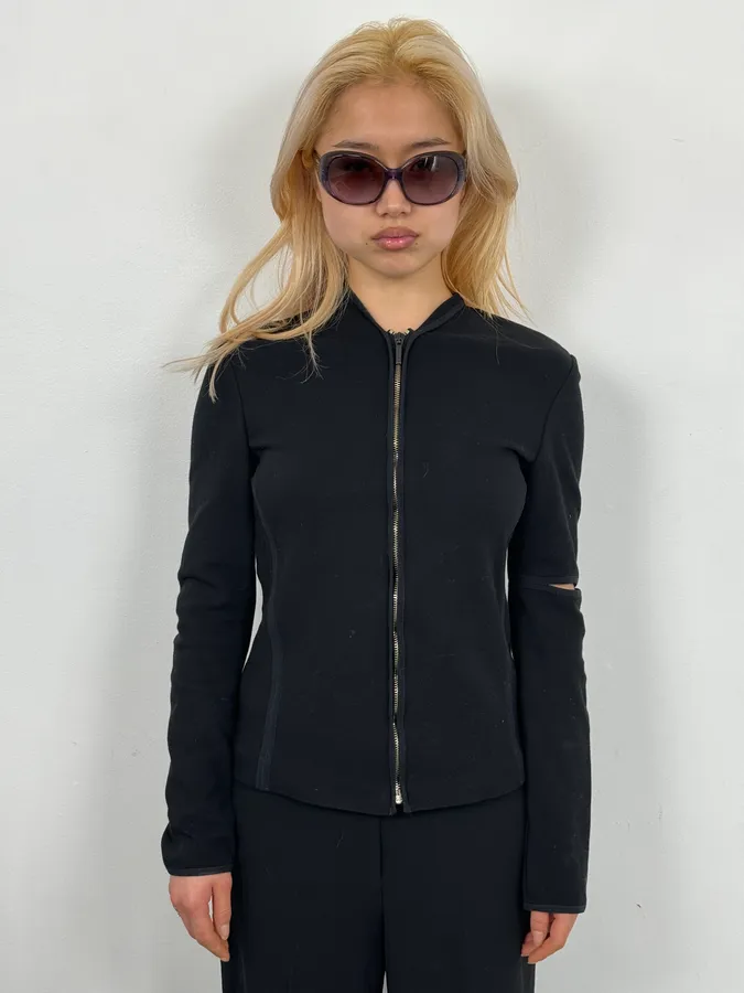 Gianni Versace Black Asymmetrical Perfored Light Jacket